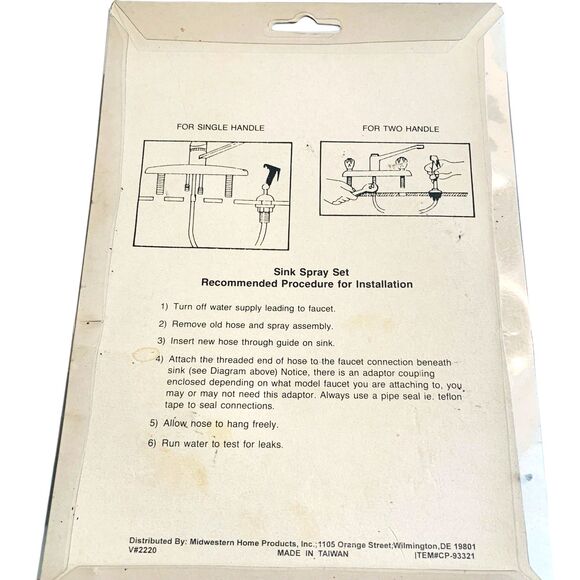 H20 Sink Sprayer Set Plastic Spray Head w/4ft Hose New Sealed - Picture 2 of 3